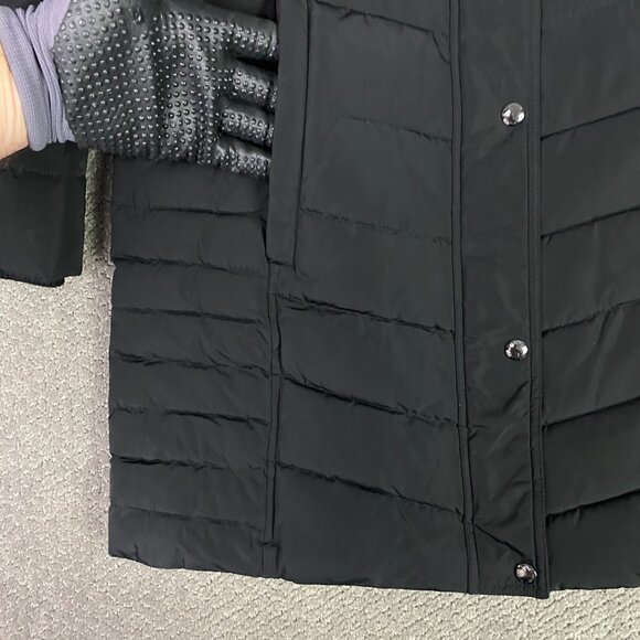 Tommy Hilfiger Hooded Long Puffer Coat Jacket Parka Women's Medium Black Quilted - Picture 3 of 15